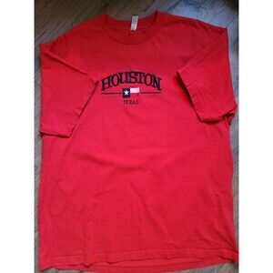 Houston Texas Red  Embroidered T-Shirt Sz Xl
